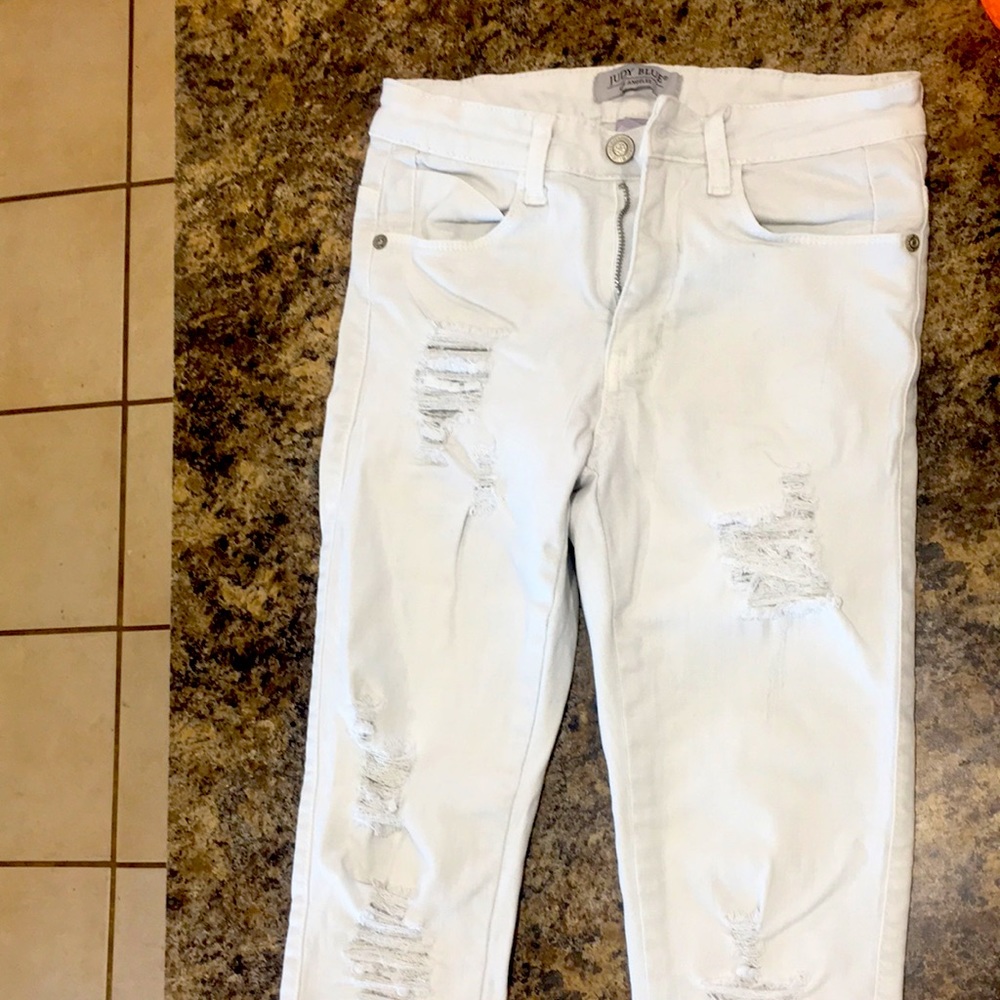 Just Blue distressed white skinny jeans